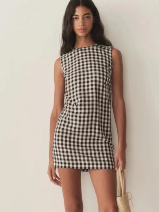 Doen Dresses & Skirts - NEW Doen Black and White Coralie Gingham Mini Shift Dress Size 2